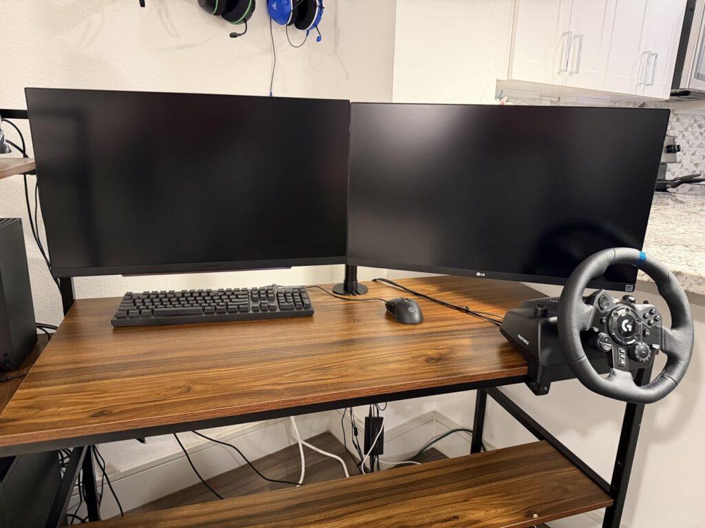 VIVO Dual Monitor Desk Mount, Holds 2 Computer Screens up to 30 inches and 22lbs Each, Heavy Duty Fully Adjustable Steel Stand with C-Clamp and Grommet, Black, STAND-V002 - Customer Photo 3