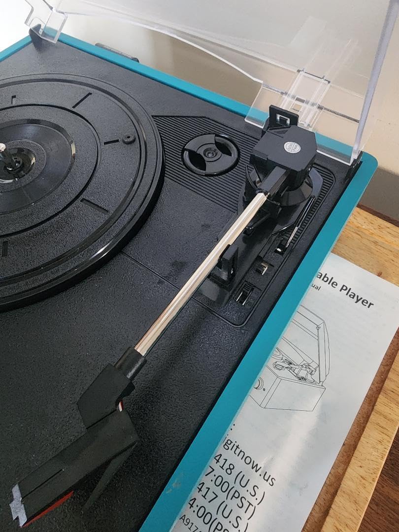 Vinyl Record Player Turntable with Built-in Bluetooth Receiver & 2 Stereo Speakers, 3 Speed 3 Size Portable Retro Record Player for Entertainment and Home Decoration - Customer Photo 1