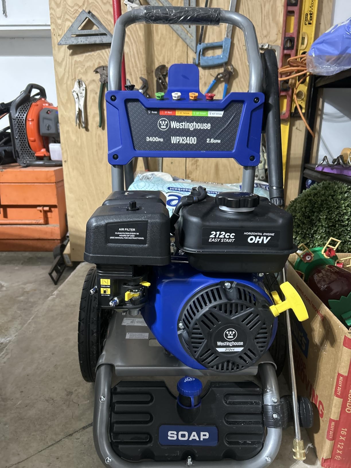 Westinghouse WPX3400 Gas Pressure Washer, 3400 PSI and 2.6 Max GPM, Onboard Soap Tank, Spray Gun and Wand, 5 Nozzle Set, for Cars/Fences/Driveways/Homes/Patios/Furniture - Customer Photo 3