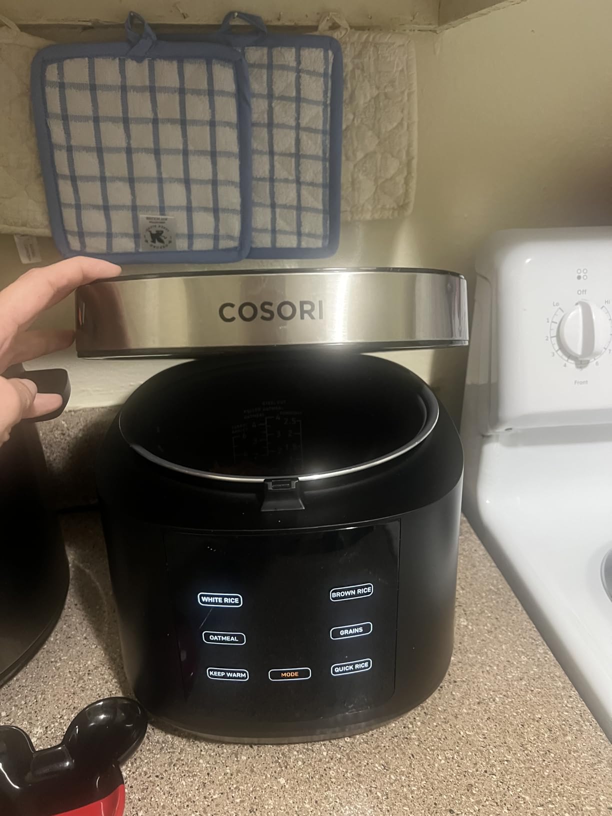 COSORI Rice Cooker 10 Cup, 24h Keep Warm, Non-stick Ceramic Inner Pot, 18 Functions Fuzzy Logic Rice Maker with Stainless Steel Steamer Basket, Sauté, Slow Cook, Black - Customer Photo 3