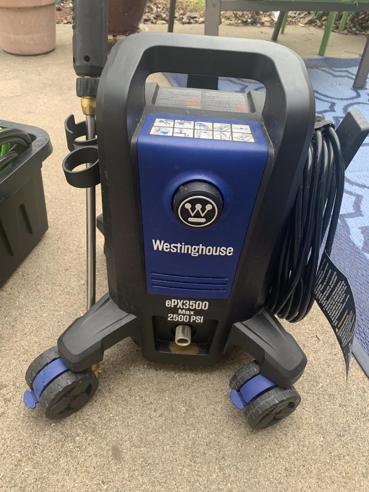 Westinghouse ePX3500 Electric Pressure Washer, 2500 Max PSI 1.76 Max GPM with Anti-Tipping Technology, Onboard Soap Tank, Pro-Style Steel Wand, 5-Nozzle Set, for Cars/Fences/Driveways/Home/Patios - Customer Photo 3