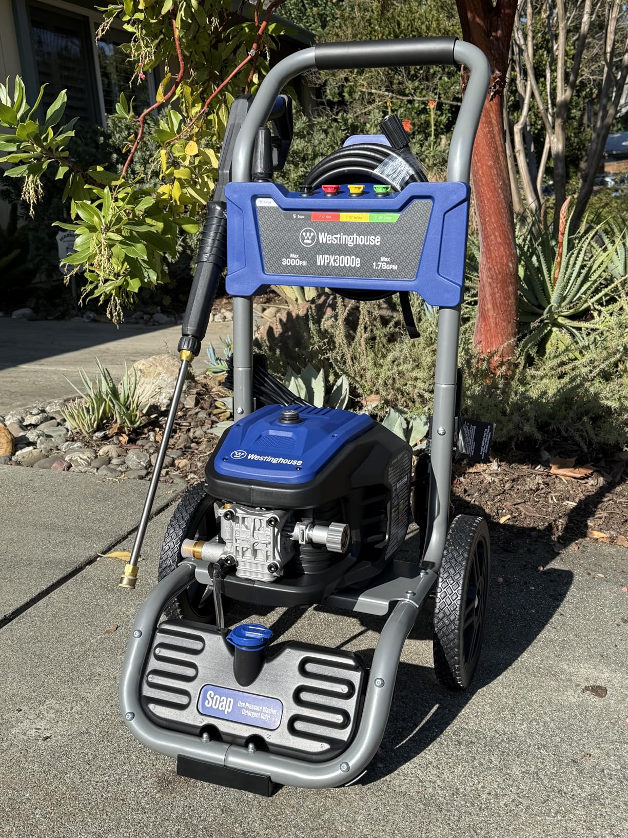 Westinghouse WPX3000e Electric Pressure Washer, 3000 Max PSI and 1.76 Max GPM, Induction Motor, Onboard Soap Tank, Spray Gun and Wand, 5 Nozzle Set, for Cars/Fences/Driveways/Homes/Patios/Furniture - Customer Photo 5