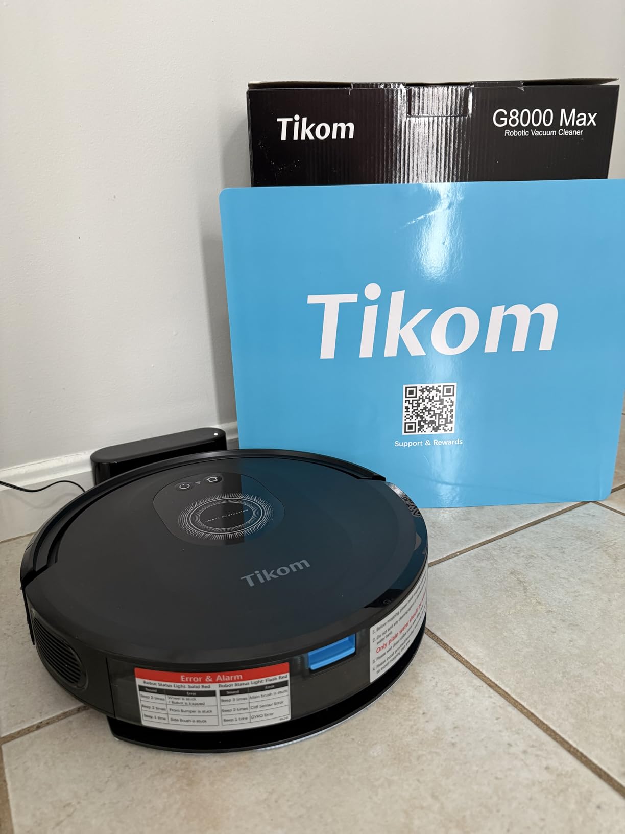 Tikom Robot Vacuum and Mop Combo, 5000Pa Robotic Vacuum Cleaner, 150 Min Max, App & Remote Control, Ideal for Hard Floor, Carpet, Pet Hair, Self-Charge(G8000 Max) - Customer Photo 1