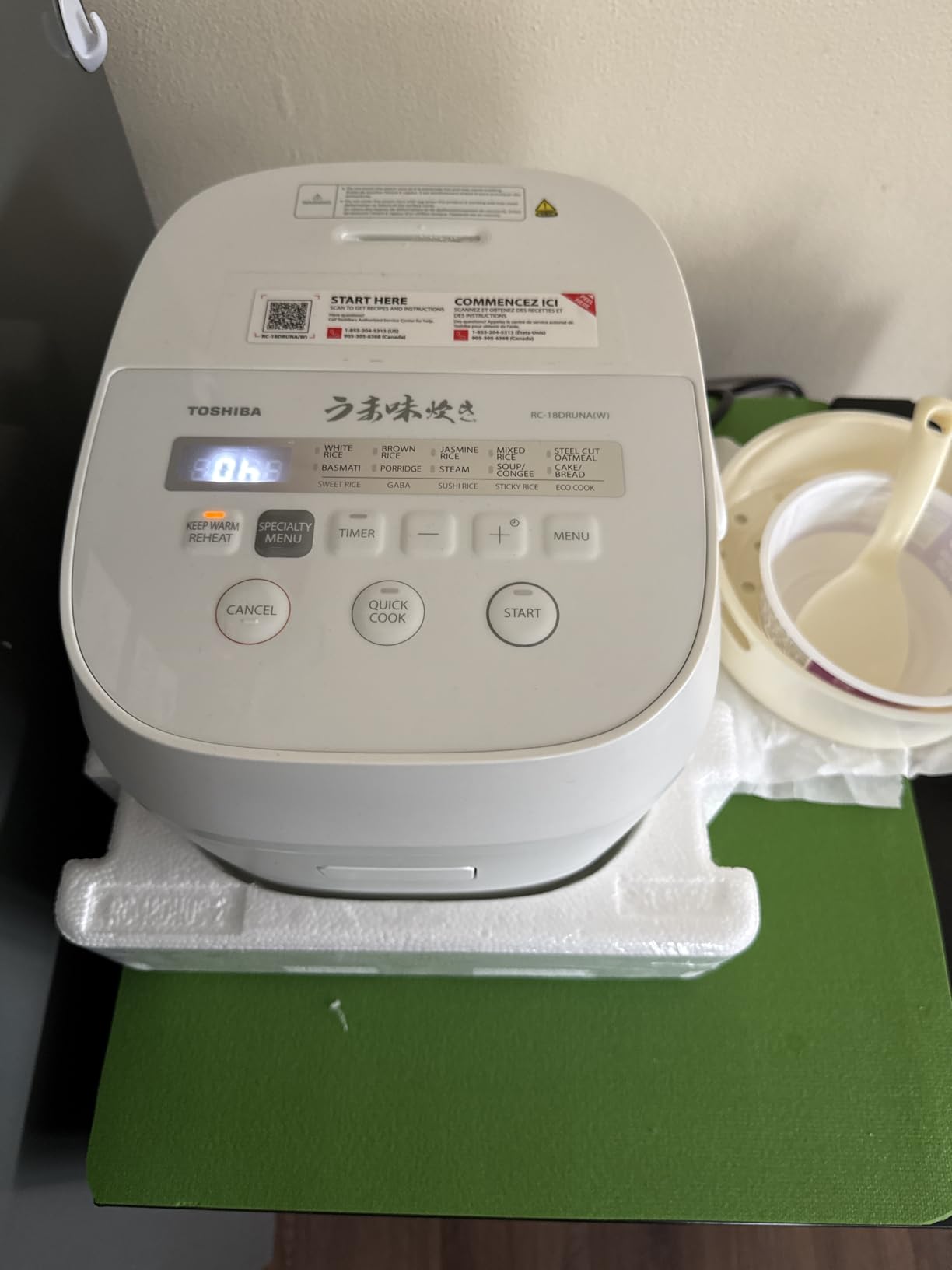 TOSHIBA OriginTaste Rice Cooker 5.5-Cup Uncooked, Fuzzy Logic, 15-in-1 Functions, Digital Display, Delay Timer, Keep Warm, Nonstick Inner Pot, White - Customer Photo 4